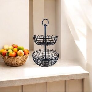 2 Tier Heavy Guage Metal Fruit Vegtable Holder Display  15" And  13"  Baskets